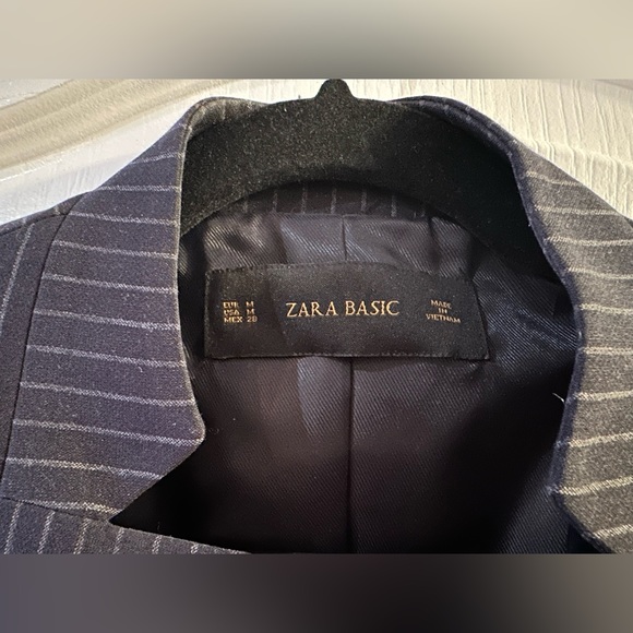 Zara peplum navy pinstripe blazer size M - Picture 3 of 7